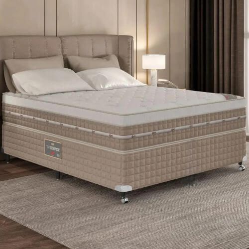 One Face Tecnopedic Cama Box + Colchão Castor Casal Premium