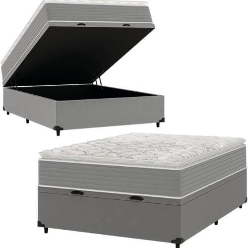 Umaflex Pillow Top Perfect Cama Box Baú Casal Colchão Molas Ensacadas