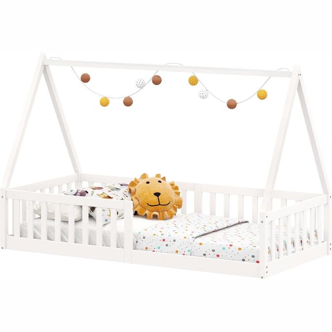 IDIMEX Cama Infantil Madeira Branco Grade Montessori