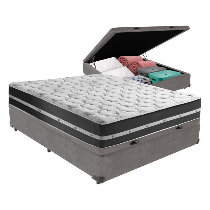 Cama Box Casal Preto Anjos Colchões